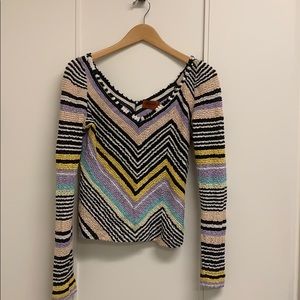 Missoni v neck stretchy long sleeve top